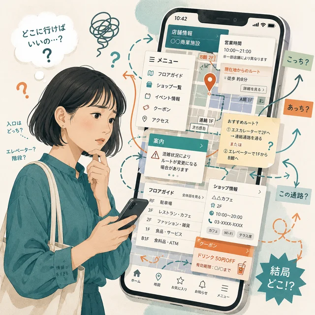 情報が多く分かりにくく迷っている人のイラスト