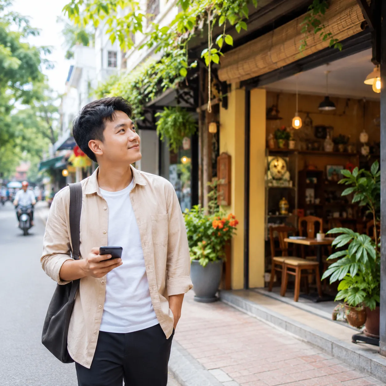 街を歩きながらお店を見つける人